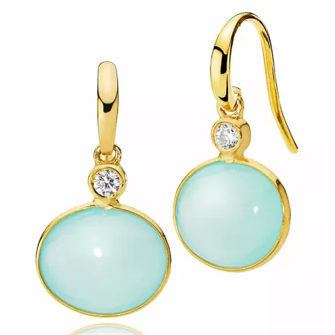 Izabel Camille Candy mintgrön calcedonit örhängen i förgyllt silver mintgrön calcedonit vit zirkon