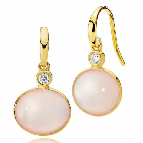 Izabel Camille Candy rosa calcedonit örhängen i förgyllt silver rosa calcedonit vit zirkon
