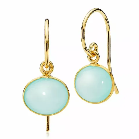 Izabel Camille Candy ovala calcedonit örhängen i förgyllt silver mintgrön calcedonit