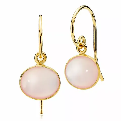 Izabel Camille Candy ovala rosa calcedonit örhängen i förgyllt silver rosa calcedonit