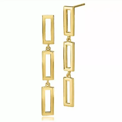 Långa izabel camille fyrkantigt örhängen i förgyllt silver