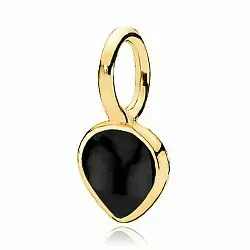 Lille Izabel Camille Heartdrop hjärta onyx hängen i förgyllt silver sort onyx
