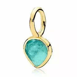 Izabel Camille Heartdrop hjärta grön hängen i förgyllt silver grön flourit