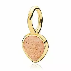 Lille Izabel Camille Heartdrop hjärta månsten hängen i förgyllt silver persikofärgat månsten