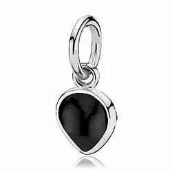 Izabel Camille Heartdrop hjärta sort onyx hängen i silver sort onyx