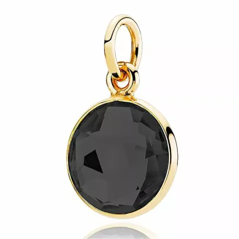 elegant Izabel Camille Prima Donna runt sort onyx hängen i förgyllt silver sort onyx