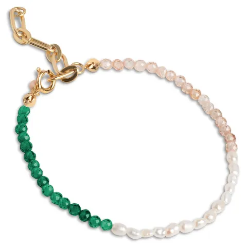 Enamel Gabriella armband i förgyllt silver grön emalj orange emalj