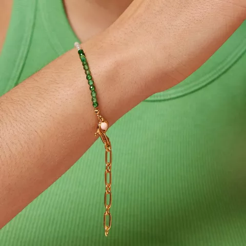 Enamel Gabriella armband i förgyllt silver grön emalj orange emalj