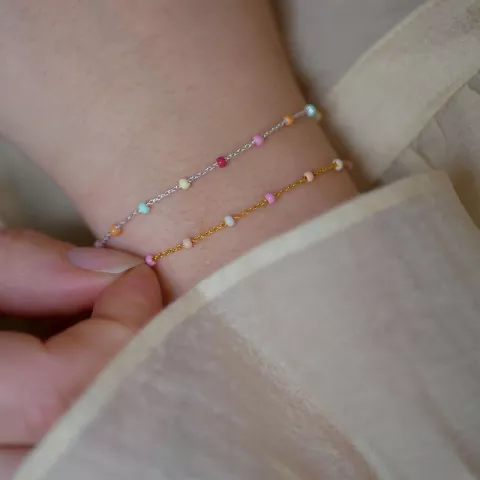 Enamel Lola Rainbow armband i silver regnbågefärgad emalj