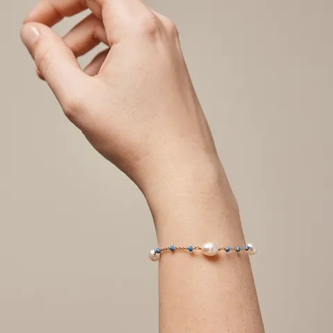 Enamel Lola Perlita armband i förgyllt silver blå emalj