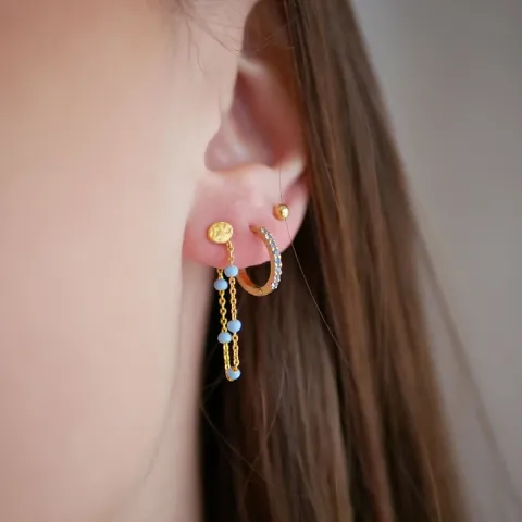 Enamel Sky Lola Sky kedja örhängen i förgyllt silver blå emalj
