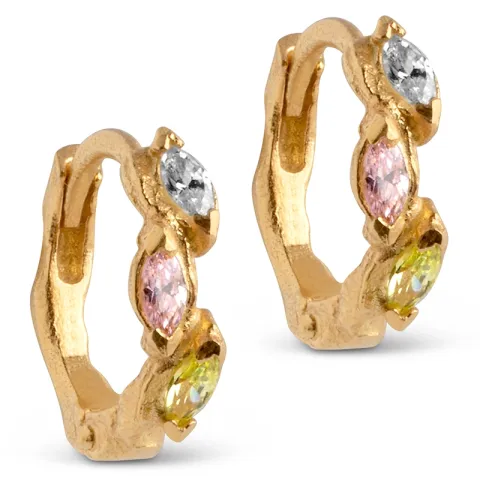 Enamel Laia creol i förgyllt silver multifärgat zirkon