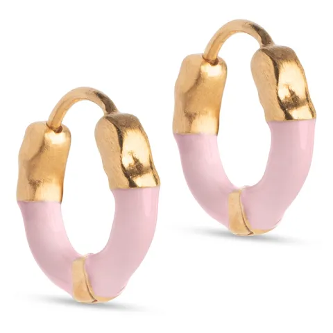 Enamel Lina small creol i förgyllt silver rosa emalj