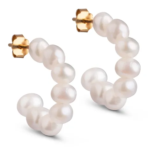 Enamel Pearlie Chunky halvcreol i förgyllt silver