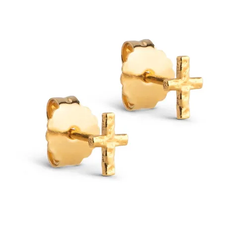 Enamel Protective Cross örhängestift i förgyllt silver