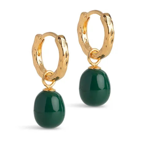 Enamel Significant creol i förgyllt silver grön emalj