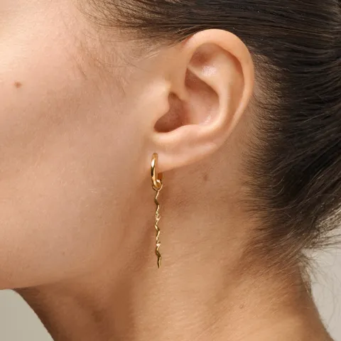 Enamel Hydrus långa creol i förgyllt silver