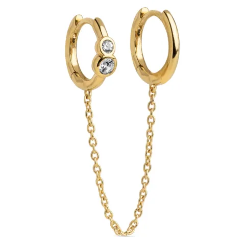 Enamel Nova Chain One Piece kedja örhängen i förgyllt silver vit zirkon