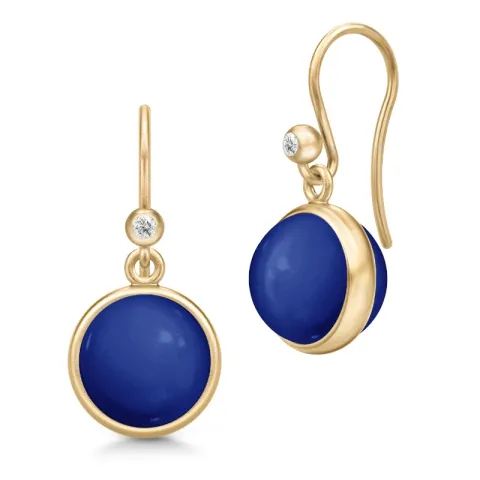 Julie Sandlau Prime blå lapis kristal örhängen i förgyllt silver mörkblå kristal vit kristal