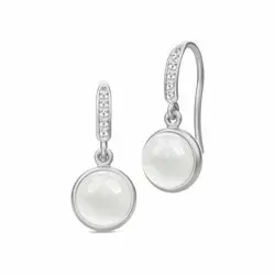 Julie Sandlau Luna örhängen i satinrhodinerat sterlingsilver vit månsten vit zirkon