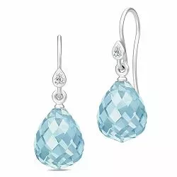 Julie Sandlau droppformad blå kristal örhängen i satinrhodinerat sterlingsilver blå kristaller vita zirkoner