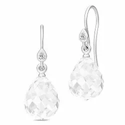 Julie Sandlau droppformad vit kristal örhängen i satinrhodinerat sterlingsilver vita kristaller vita zirkoner