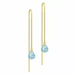 Långa Julie Sandlau droppformad blå kristal örhängen i förgyllt silver blå kristaller
