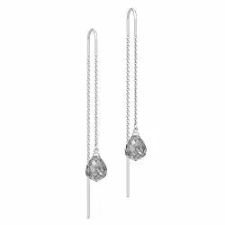 Julie Sandlau långa kristal örhängen i satinrhodinerat sterlingsilver grå kristal