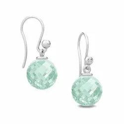 Julie Sandlau Globe gröna kristal örhängen i satinrhodinerat sterlingsilver ljusgrön kristal vit zirkon