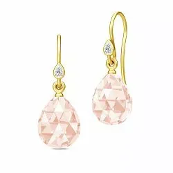 Julie Sandlau Ballerina droppformad kristal örhängen i förgyllt silver persikofärgad kristal vit zirkon