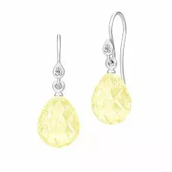 Julie Sandlau Ballerina droppformad gul kristal örhängen i satinrhodinerat sterlingsilver gul kristal vit zirkon