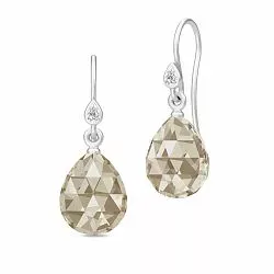 Julie Sandlau Ballerina droppformad rökfärgad örhängen i satinrhodinerat sterlingsilver rökfärgad kristal vit zirkon