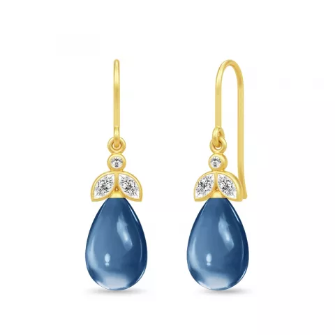 Julie Sandlau blå kristal örhängen i förgyllt silver blå kristal vit zirkon