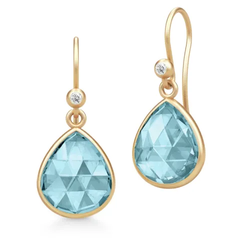 Julie Sandlau Lea örhängen i förgyllt silver blå kristal vit zirkon
