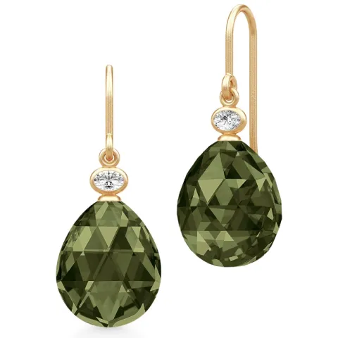 Julie Sandlau Ofelia örhängen i förgyllt silver grön kristal vit zirkon