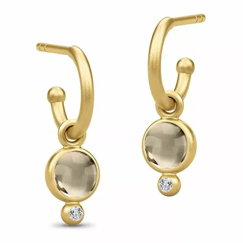 Långt julie sandlau runt kristaller örhängen i förgyllt silver gråa kristaller vita zirkoner