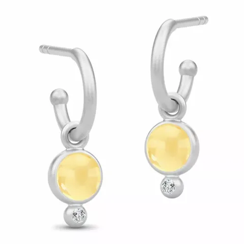 Långt julie sandlau runt kristal örhängen i satinrhodinerat sterlingsilver gula kristaller vita zirkoner