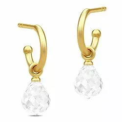 17 mm Julie Sandlau Evening Dew droppe kristal halvcreol i förgyllt silver vit kristal