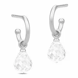 Julie Sandlau droppformad halvcreol i satinrhodinerat sterlingsilver vit kristal