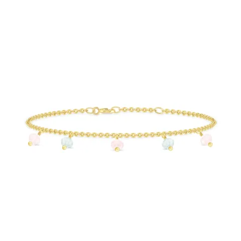 ID Fine IDB013GDBLUE/ROSE Ibiza armband i förgyllt silver rosa kvarts blå akvamarin