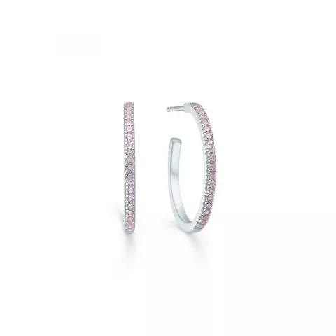 ID Fine Simplicity hoops i silver rosa zirkon