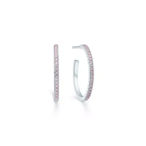 ID Fine Simplicity hoops i silver rosa zirkon