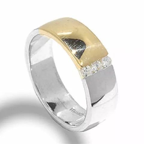 Ring med fel i silver med 8 karat guld