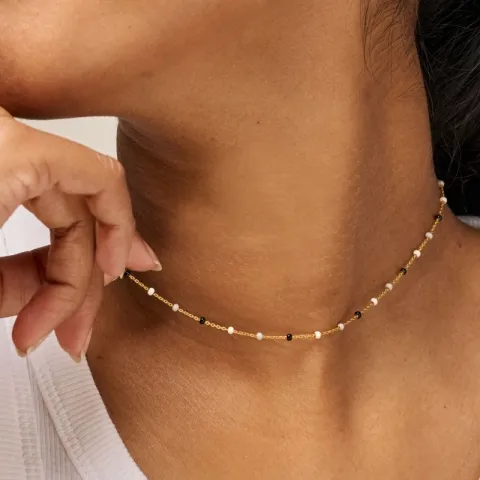 Enamel Lola Salt’n’Pepper halsband i förgyllt silver