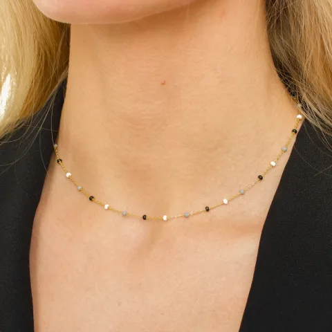 Enamel Lola Salt’n’Pepper halsband i förgyllt silver