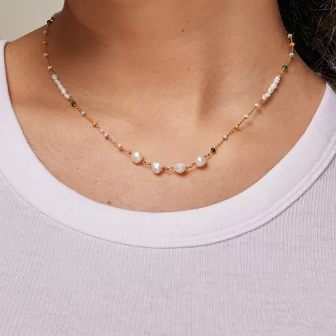 Enamel Lola Perla halsband i förgyllt silver multifärgat emalj