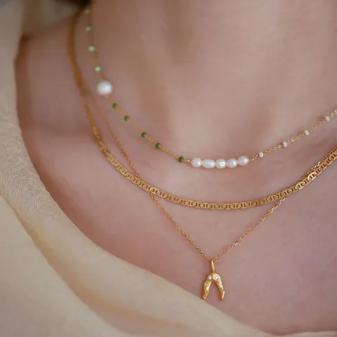 Enamel Lola Glory halsband i förgyllt silver grön emalj