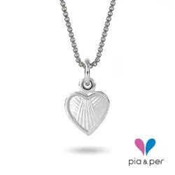 Pia och Per hjärta halsband i silver vit emalj