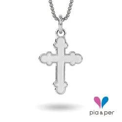 Pia och Per 770403 kors halsband i silver vit emalj
