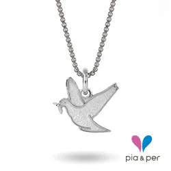 Pia och Per 421703 duva halsband i silver vit emalj